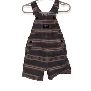 Oshkosh B'Gosh Red & Grey Striped Overalls